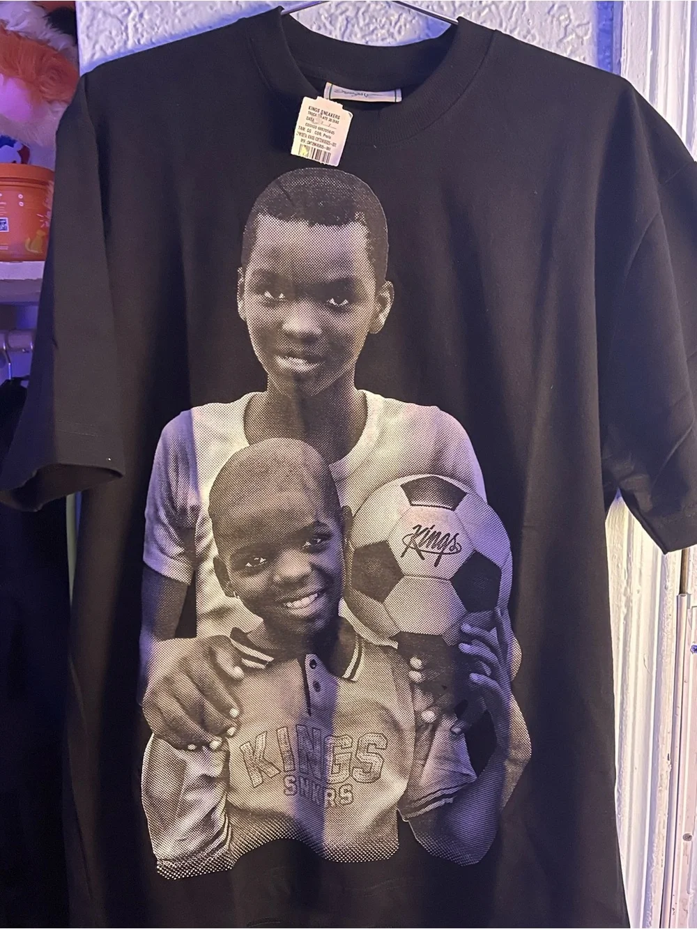 Boys' Black Graphic Soccer Tee with Kings Accent